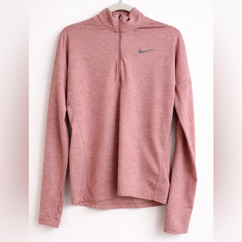 Nike Dri-FIT Half Zip Pullover – Mauve Pink Running Top | Size Small